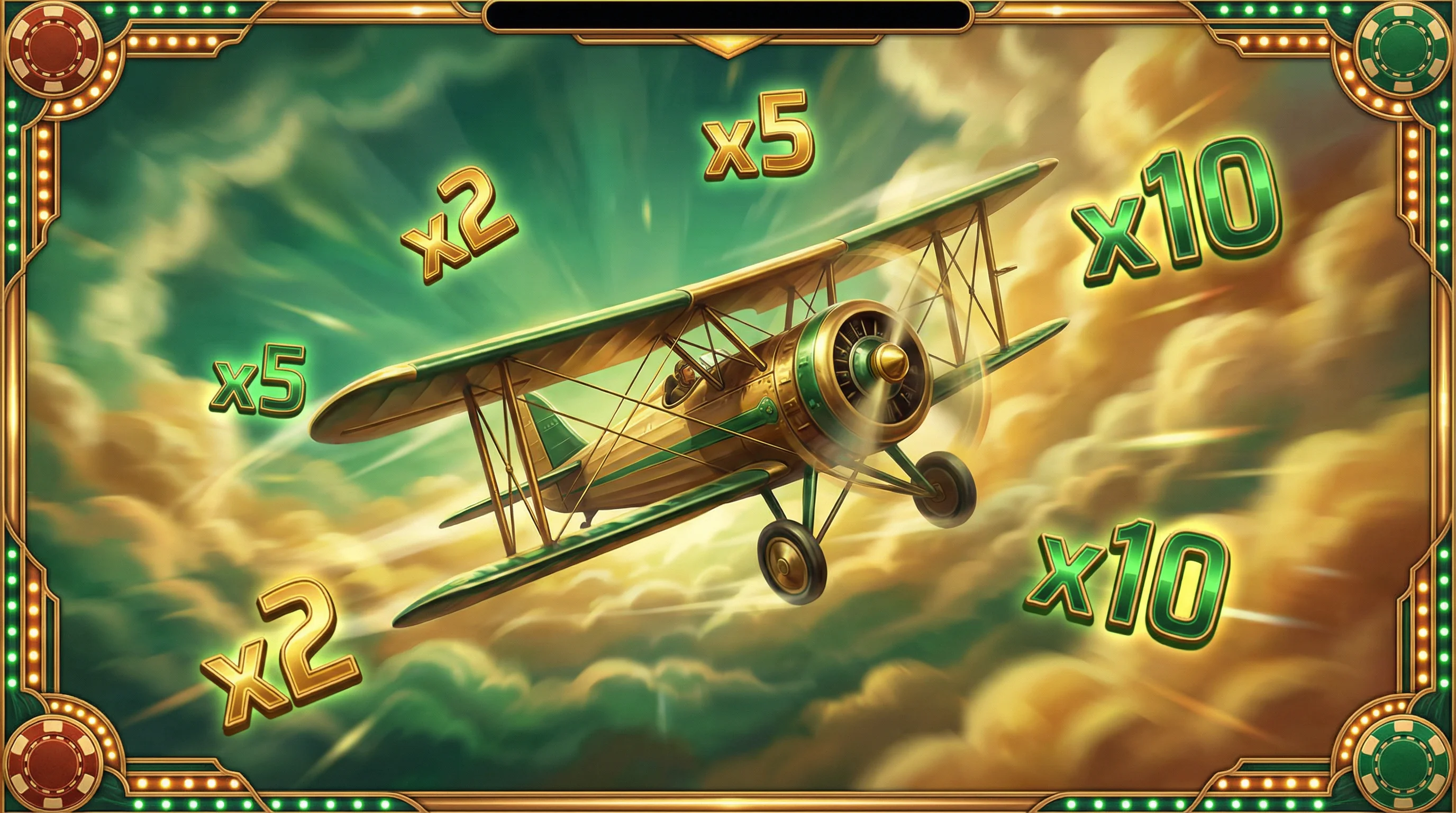 Avión Aviator volando con multiplicadores y ganancias